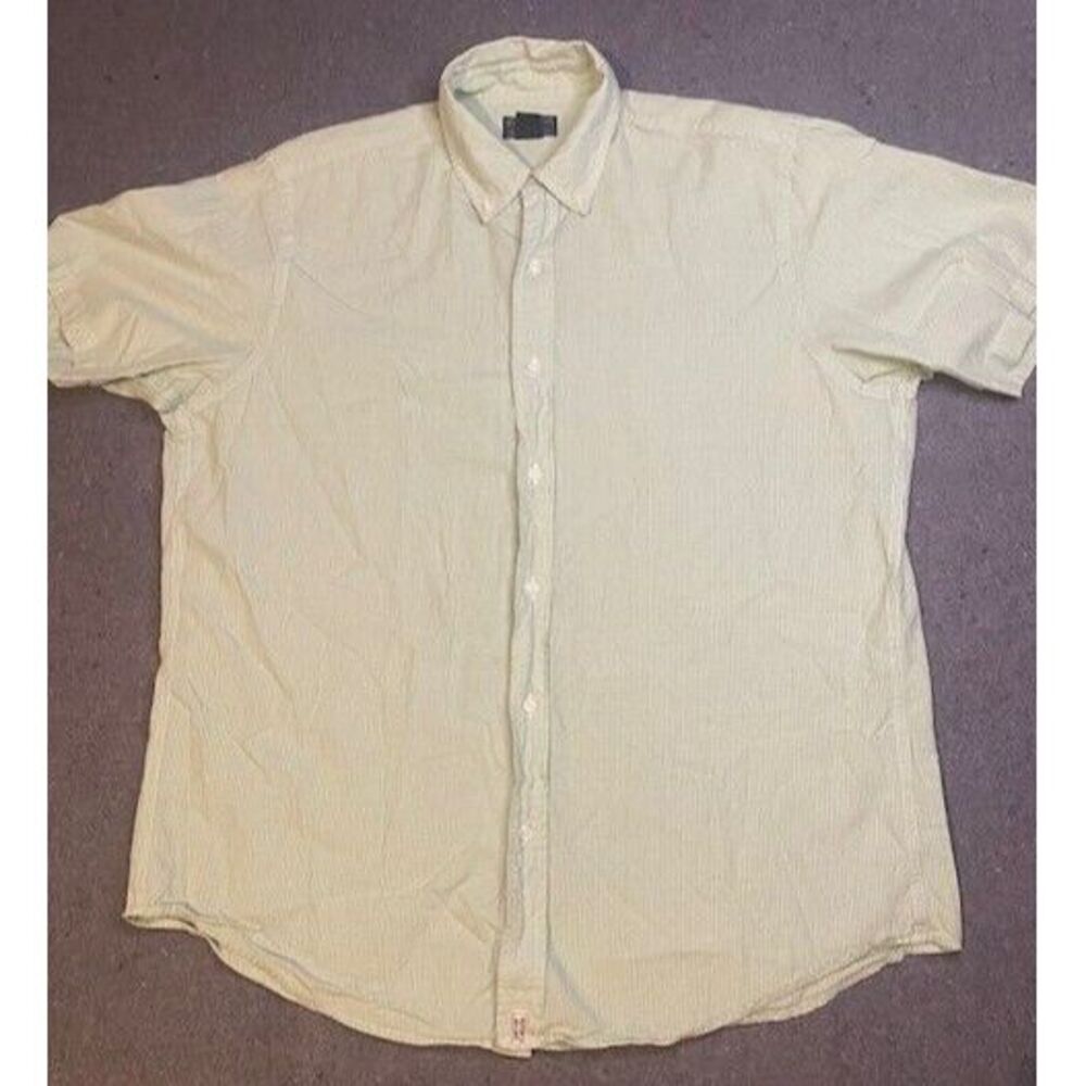 POLO JEAN COMPANY XLARGE short sleeve Button Down plaid GREEN/WHITE 100% COTTON‎
